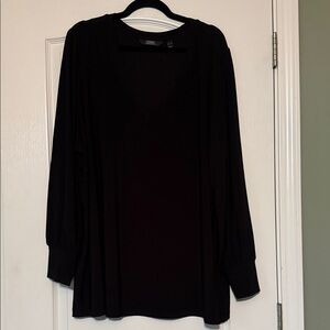 dennis basso Black Long-Sleeve Draped Women's Top